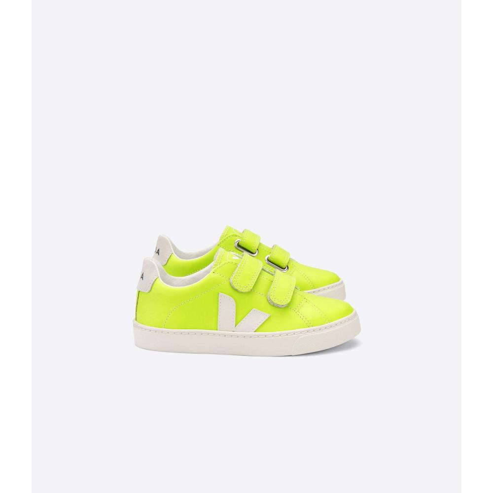 Kids\' Veja ESPLAR LEATHER Sneakers Green | ZA 822VRW